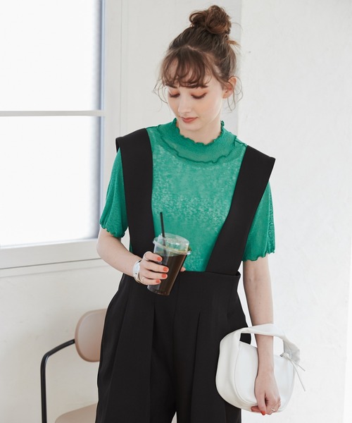 ANGIE(アンジー)の「ハイネックメローシアートップス(半袖)(Tシャツ/カットソー・レディース・ホワイト/ブラック/ブラウン/グリーン/オレンジ/オフホワイト/ブラック系その他/ケリー/ライトパープル・FREE)」の16枚目の写真