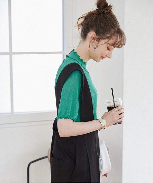 ANGIE(アンジー)の「ハイネックメローシアートップス(半袖)(Tシャツ/カットソー・レディース・ホワイト/ブラック/ブラウン/グリーン/オレンジ/オフホワイト/ブラック系その他/ケリー/ライトパープル・FREE)」の14枚目の写真