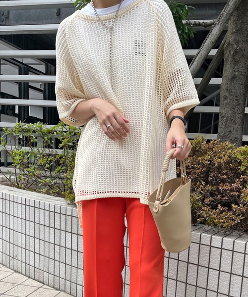 CAPRICIEUX LE'MAGE（カプリシューレマージュ）の「コットンメッシュプルオーバー（ニット/セーター・レディース・ブラック/アイボリー・FREE）」の2枚目の写真