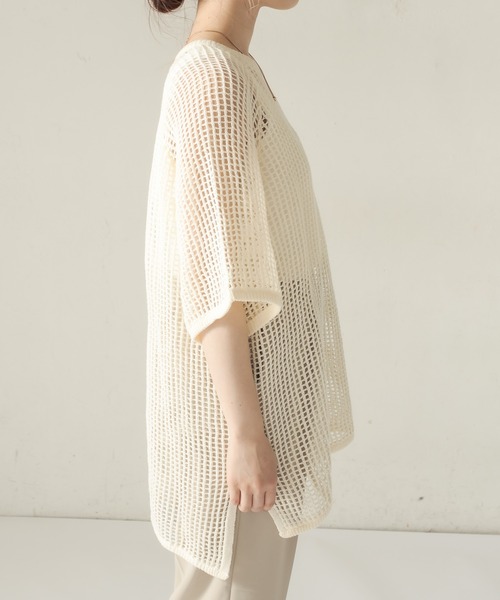 CAPRICIEUX LE'MAGE（カプリシューレマージュ）の「コットンメッシュプルオーバー（ニット/セーター・レディース・ブラック/アイボリー・FREE）」の18枚目の写真