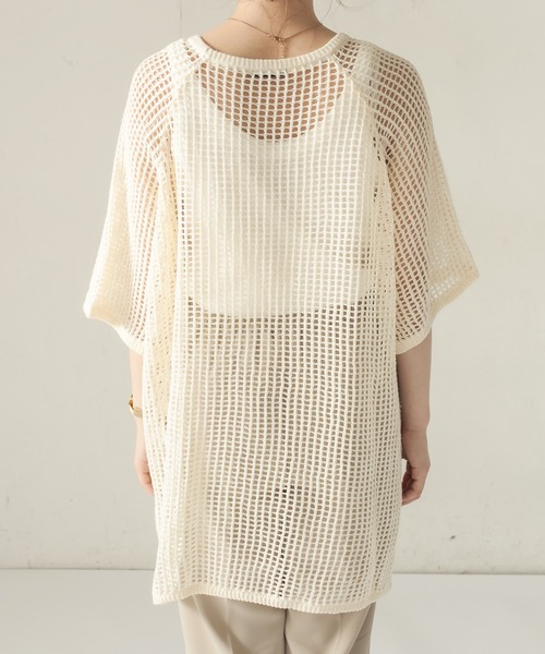 CAPRICIEUX LE'MAGE（カプリシューレマージュ）の「コットンメッシュプルオーバー（ニット/セーター・レディース・ブラック/アイボリー・FREE）」の6枚目の写真