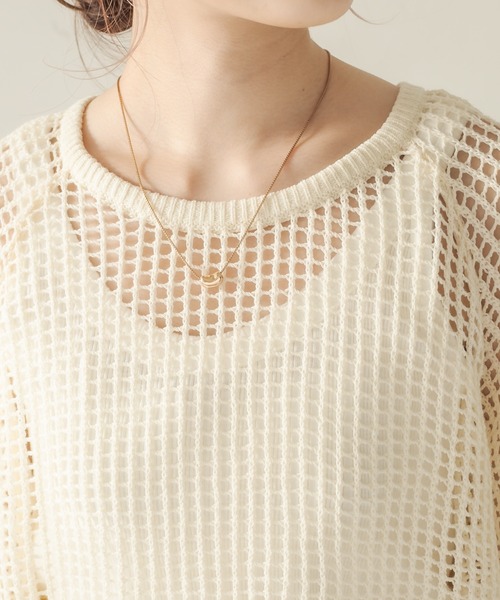 CAPRICIEUX LE'MAGE（カプリシューレマージュ）の「コットンメッシュプルオーバー（ニット/セーター・レディース・ブラック/アイボリー・FREE）」の9枚目の写真