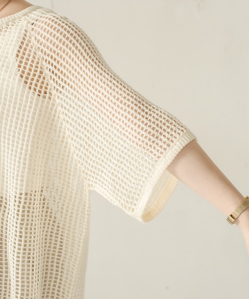 CAPRICIEUX LE'MAGE（カプリシューレマージュ）の「コットンメッシュプルオーバー（ニット/セーター・レディース・ブラック/アイボリー・FREE）」の12枚目の写真