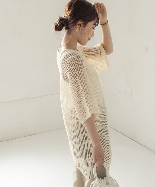 CAPRICIEUX LE'MAGE（カプリシューレマージュ）の「コットンメッシュプルオーバー（ニット/セーター・レディース・ブラック/アイボリー・FREE）」の19枚目の写真