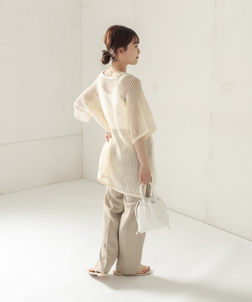 CAPRICIEUX LE'MAGE（カプリシューレマージュ）の「コットンメッシュプルオーバー（ニット/セーター・レディース・ブラック/アイボリー・FREE）」の13枚目の写真