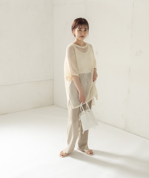 CAPRICIEUX LE'MAGE（カプリシューレマージュ）の「コットンメッシュプルオーバー（ニット/セーター・レディース・ブラック/アイボリー・FREE）」の22枚目の写真