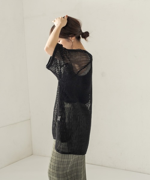 CAPRICIEUX LE'MAGE（カプリシューレマージュ）の「コットンメッシュプルオーバー（ニット/セーター・レディース・ブラック/アイボリー・FREE）」の20枚目の写真