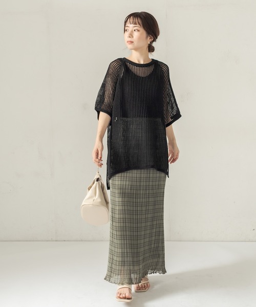 CAPRICIEUX LE'MAGE（カプリシューレマージュ）の「コットンメッシュプルオーバー（ニット/セーター・レディース・ブラック/アイボリー・FREE）」の14枚目の写真