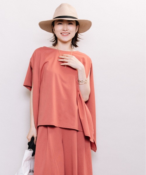 ELVENCE DEUX(エルベンスドゥ)の「キレイメポンチョ【SETUP可】(Tシャツ/カットソー・レディース・ブラック/ベージュ/ピンク/モカ/グリーン・FREE)」の19枚目の写真