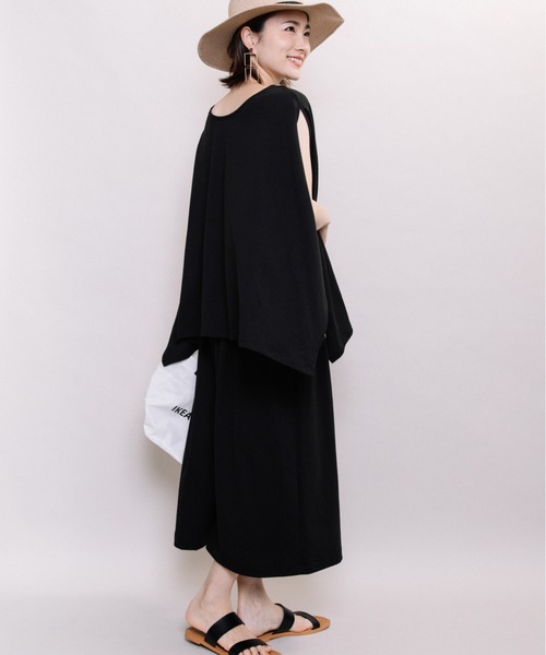 ELVENCE DEUX(エルベンスドゥ)の「キレイメポンチョ【SETUP可】(Tシャツ/カットソー・レディース・ブラック/ベージュ/ピンク/モカ/グリーン・FREE)」の15枚目の写真