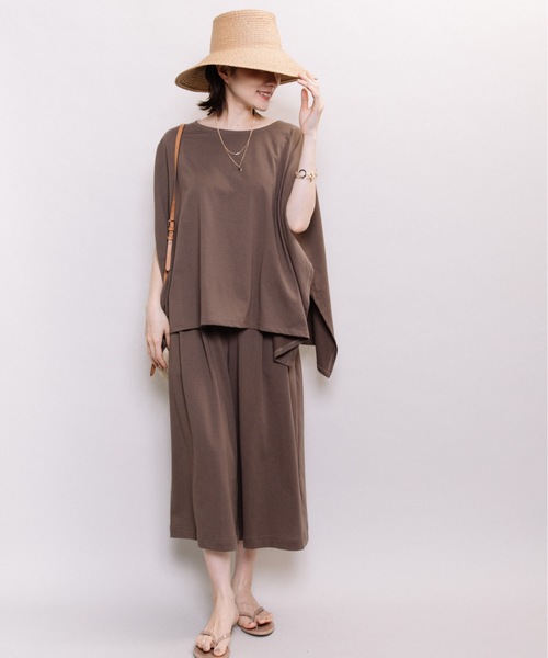 ELVENCE DEUX(エルベンスドゥ)の「キレイメポンチョ【SETUP可】(Tシャツ/カットソー・レディース・ブラック/ベージュ/ピンク/モカ/グリーン・FREE)」の9枚目の写真