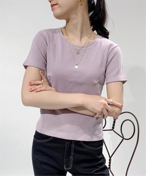 Oriens JOURNAL STANDARD(オリエンス ジャーナルスタンダード)の「ミニリブTシャツ(Tシャツ/カットソー・レディース・グリーン系その他/ホワイト/ネイビー/パープル系その他/イエロー系その他・FREE)」の4枚目の写真