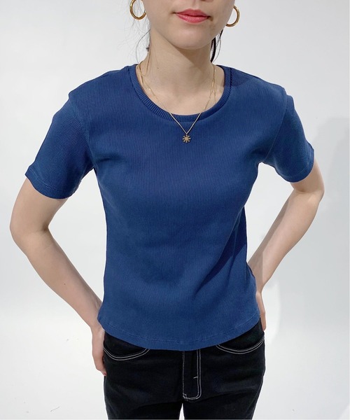 Oriens JOURNAL STANDARD(オリエンス ジャーナルスタンダード)の「ミニリブTシャツ(Tシャツ/カットソー・レディース・グリーン系その他/ホワイト/ネイビー/パープル系その他/イエロー系その他・FREE)」の1枚目の写真
