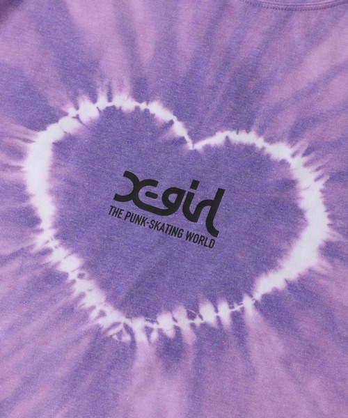 X-girl（エックスガール）の「HEART TIE-DYE S/S TEE/ハート　タイダイTシャツ/半袖（Tシャツ/カットソー・レディース・ブルー/ブラック/パープル/ピンク・L/M/S/XL/LARGE/MEDIUM）」の8枚目の写真