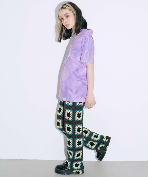 X-girl（エックスガール）の「HEART TIE-DYE S/S TEE/ハート　タイダイTシャツ/半袖（Tシャツ/カットソー・レディース・ブルー/ブラック/パープル/ピンク・L/M/S/XL/LARGE/MEDIUM）」の18枚目の写真