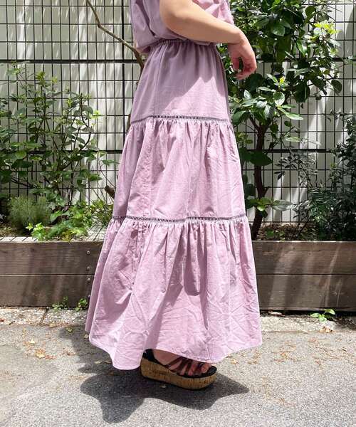 MAJESTIC LEGON(マジェスティックレゴン)の「ハシゴレースティアードスカート(スカート・レディース・パープル/オフホワイト/ブラック・SMALL/MEDIUM)」の15枚目の写真