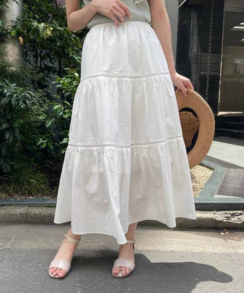 MAJESTIC LEGON(マジェスティックレゴン)の「ハシゴレースティアードスカート(スカート・レディース・パープル/オフホワイト/ブラック・SMALL/MEDIUM)」の20枚目の写真