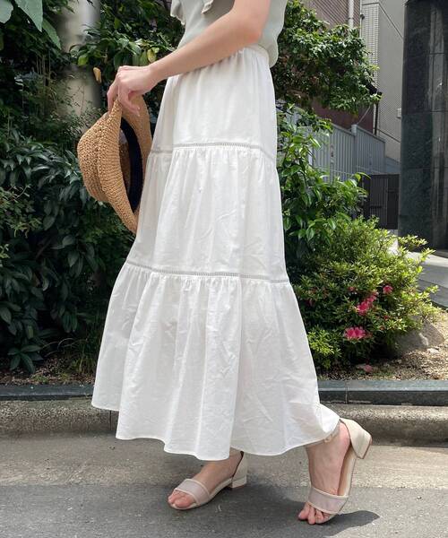 MAJESTIC LEGON(マジェスティックレゴン)の「ハシゴレースティアードスカート(スカート・レディース・パープル/オフホワイト/ブラック・SMALL/MEDIUM)」の21枚目の写真