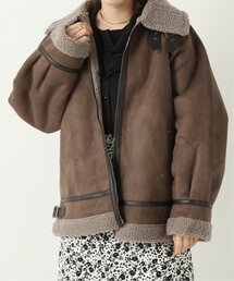 スウェード×ボア　ベルトスタンドカラーブルゾン