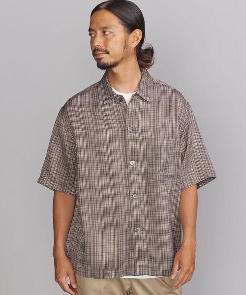 BEAUTY&YOUTH UNITED ARROWS（ビューティーアンドユースユナイテッドアローズ）の「BY ドビー チェック キャンプカラー シャツ（シャツ/ブラウス・メンズ・ダークブラウン/ダークグレー・SMALL/MEDIUM/LARGE/X-LARGE）」の2枚目の写真