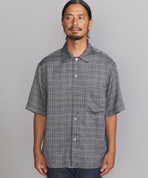 BEAUTY&YOUTH UNITED ARROWS（ビューティーアンドユースユナイテッドアローズ）の「BY ドビー チェック キャンプカラー シャツ（シャツ/ブラウス・メンズ・ダークブラウン/ダークグレー・SMALL/MEDIUM/LARGE/X-LARGE）」の3枚目の写真