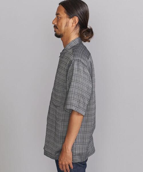 BEAUTY&YOUTH UNITED ARROWS（ビューティーアンドユースユナイテッドアローズ）の「BY ドビー チェック キャンプカラー シャツ（シャツ/ブラウス・メンズ・ダークブラウン/ダークグレー・SMALL/MEDIUM/LARGE/X-LARGE）」の4枚目の写真