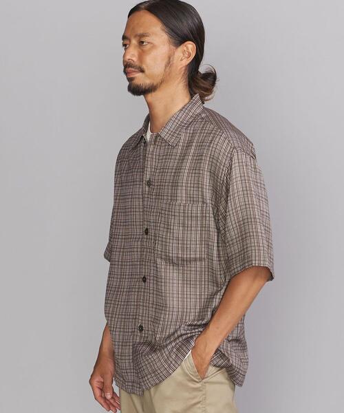BEAUTY&YOUTH UNITED ARROWS（ビューティーアンドユースユナイテッドアローズ）の「BY ドビー チェック キャンプカラー シャツ（シャツ/ブラウス・メンズ・ダークブラウン/ダークグレー・SMALL/MEDIUM/LARGE/X-LARGE）」の8枚目の写真
