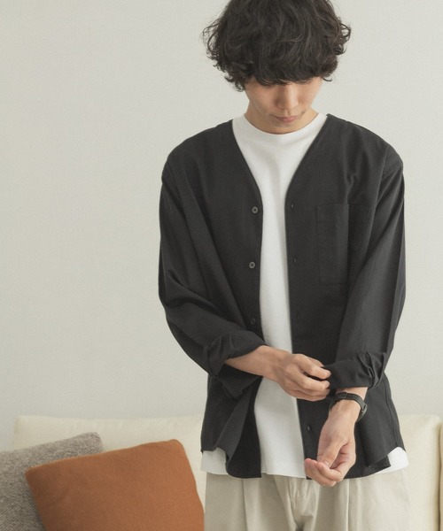 FORK&SPOON（フォークアンドスプーン）の「FORK&SPOON　ノーカラーロングスリーブシャツ（シャツ/ブラウス・メンズ・ブラック/グリーン・4/5）」の20枚目の写真