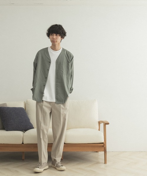 FORK&SPOON（フォークアンドスプーン）の「FORK&SPOON　ノーカラーロングスリーブシャツ（シャツ/ブラウス・メンズ・ブラック/グリーン・4/5）」の18枚目の写真