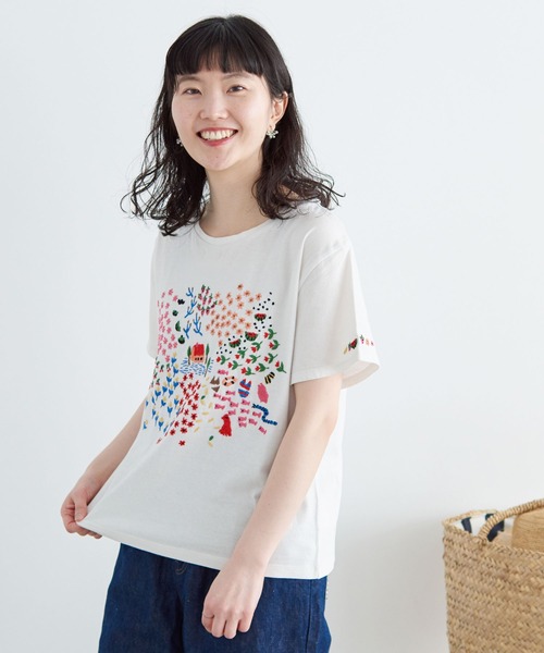 l&#39;atelier du savon - えんぴつ刺繍　our　memories　Ｔシャツ l'atelier du savon（アトリエドサボン）の「えんぴつ刺繍 our