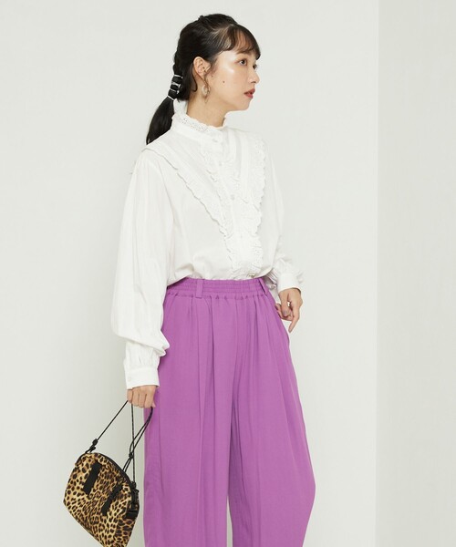 FREAK'S STORE（フリークスストア）の「レーススタンドカラーブラウス（シャツ/ブラウス・レディース・ホワイト/ブラック/サックスブルー・ﾌﾘ-）」の7枚目の写真