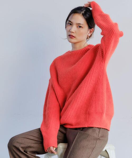 green label relaxing（グリーンレーベルリラクシング）の「HAMILTON ハミルトン ALP アゼ クルーネック プルオーバー ニット（ニット/セーター・レディース・ホワイト/パープル/オレンジ/モカ/ライム/ライトグレー・FREE）」の6枚目の写真