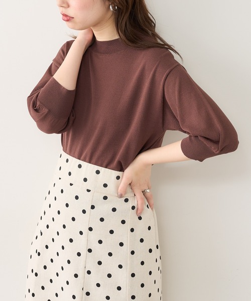 natural couture（ナチュラルクチュール）の「便利な袖シアーシンプルプチハイニット（ニット/セーター・レディース・ブラック/パープル/ブラウン/グリーン/アイボリー・FREE）」の4枚目の写真