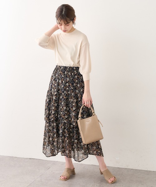 natural couture（ナチュラルクチュール）の「便利な袖シアーシンプルプチハイニット（ニット/セーター・レディース・ブラック/パープル/ブラウン/グリーン/アイボリー・FREE）」の6枚目の写真