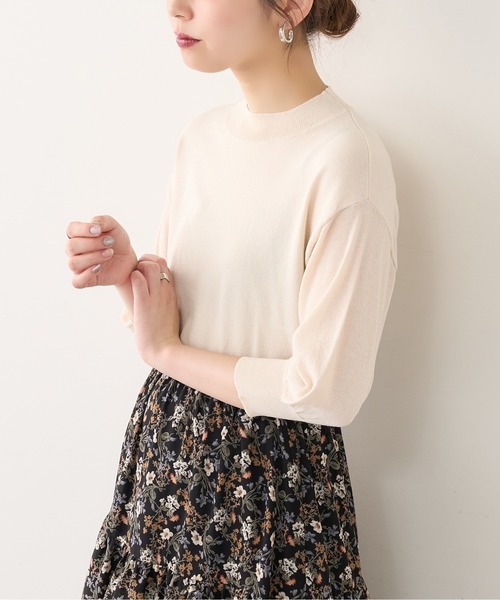 natural couture（ナチュラルクチュール）の「便利な袖シアーシンプルプチハイニット（ニット/セーター・レディース・ブラック/パープル/ブラウン/グリーン/アイボリー・FREE）」の21枚目の写真