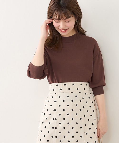 natural couture（ナチュラルクチュール）の「便利な袖シアーシンプルプチハイニット（ニット/セーター・レディース・ブラック/パープル/ブラウン/グリーン/アイボリー・FREE）」の11枚目の写真