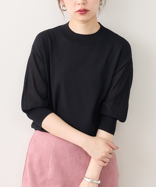 natural couture（ナチュラルクチュール）の「便利な袖シアーシンプルプチハイニット（ニット/セーター・レディース・ブラック/パープル/ブラウン/グリーン/アイボリー・FREE）」の18枚目の写真