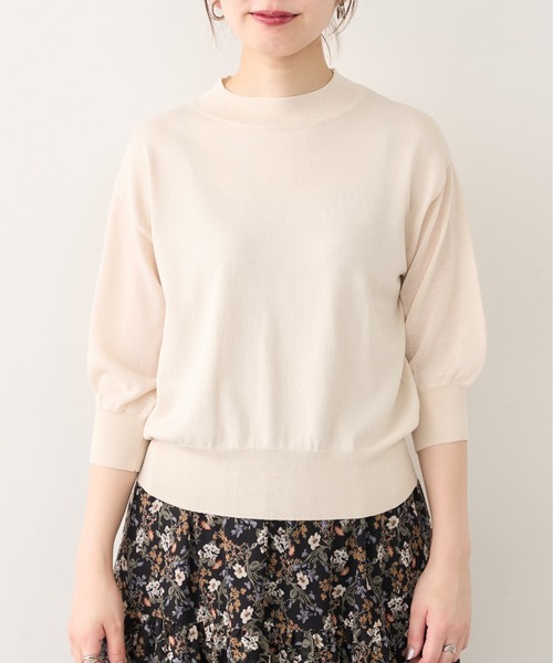 natural couture（ナチュラルクチュール）の「便利な袖シアーシンプルプチハイニット（ニット/セーター・レディース・ブラック/パープル/ブラウン/グリーン/アイボリー・FREE）」の12枚目の写真