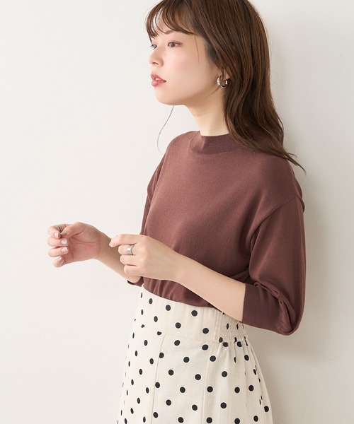 natural couture（ナチュラルクチュール）の「便利な袖シアーシンプルプチハイニット（ニット/セーター・レディース・ブラック/パープル/ブラウン/グリーン/アイボリー・FREE）」の9枚目の写真