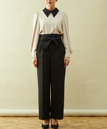 バイカラー襟ブラウス