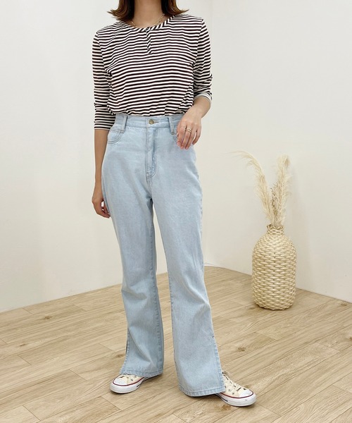 apres jour clair(アプレジュールクレア)の「【apres jour clair】ヘンリーネックボーダーT【ZOZOTOWN限定アイテム】(Tシャツ/カットソー・レディース・アイボリー/ダークブラウン/ブラウン系その他・X-LARGE/フリー)」の12枚目の写真