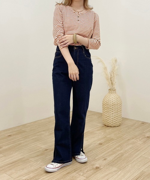 apres jour clair(アプレジュールクレア)の「【apres jour clair】ヘンリーネックボーダーT【ZOZOTOWN限定アイテム】(Tシャツ/カットソー・レディース・アイボリー/ダークブラウン/ブラウン系その他・X-LARGE/フリー)」の15枚目の写真