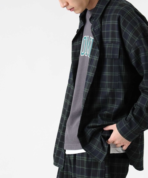 BACK NUMBER（バックナンバー）の「【BACK NUMBER】ビッグシルエットチェック柄CPOシャツ【セットアップ対応】（シャツ/ブラウス・メンズ・ブラウン/グリーン/ライトブラウン/ベージュ・XL/M/L）」の21枚目の写真