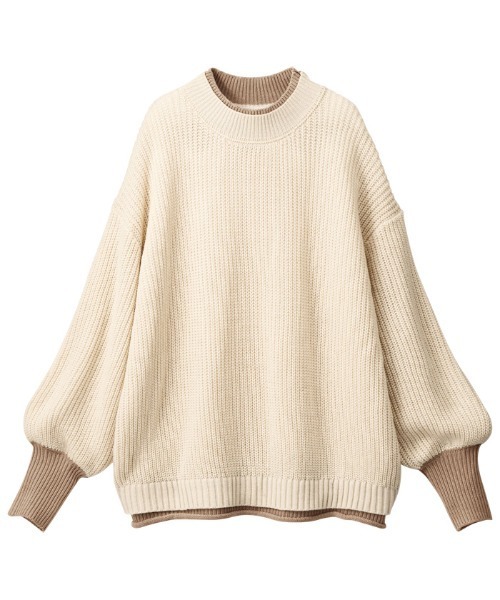 GeeRA(ジーラ)の「重ね着風ニットプルオーバー(ニット/セーター・レディース・アイボリー/モカ/ブラック・XX-LARGE/X-LARGE/MEDIUM/LARGE)」の4枚目の写真