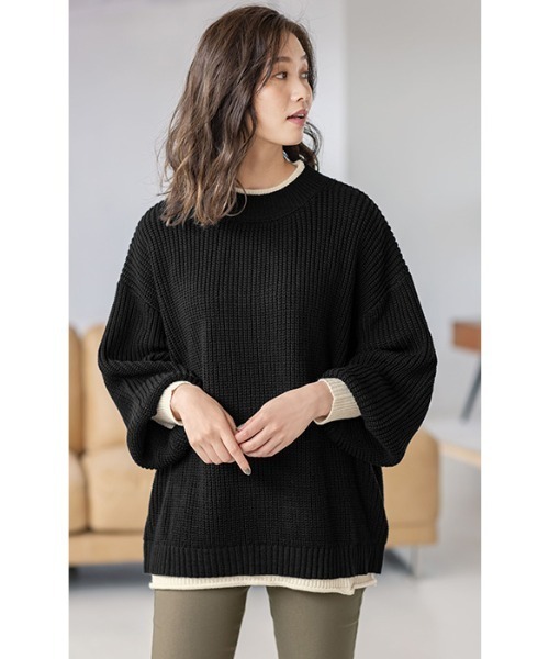 GeeRA(ジーラ)の「重ね着風ニットプルオーバー(ニット/セーター・レディース・アイボリー/モカ/ブラック・XX-LARGE/X-LARGE/MEDIUM/LARGE)」の9枚目の写真