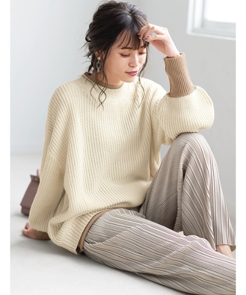 GeeRA(ジーラ)の「重ね着風ニットプルオーバー(ニット/セーター・レディース・アイボリー/モカ/ブラック・XX-LARGE/X-LARGE/MEDIUM/LARGE)」の8枚目の写真