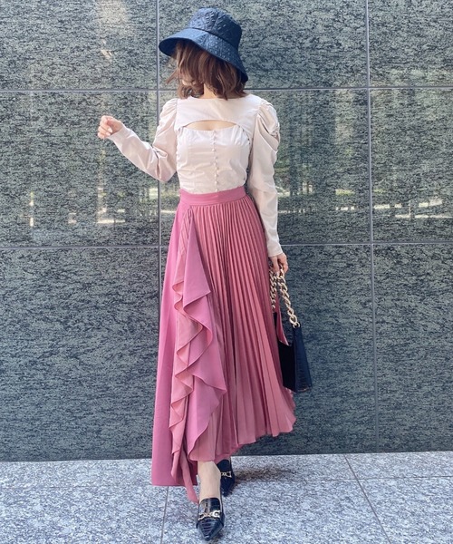 スカート ラッフルフリルプリーツスカート