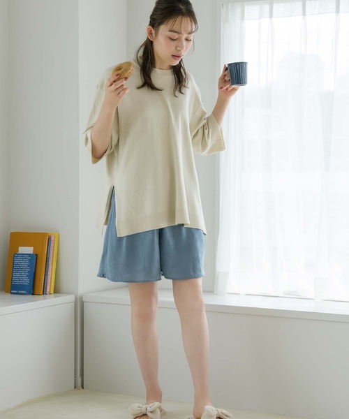 Edit Sheen(エディットシーン)の「ウエストゴムサテンハーフパンツ(その他パンツ・レディース・ブラック/ブルー・MEDIUM)」の4枚目の写真