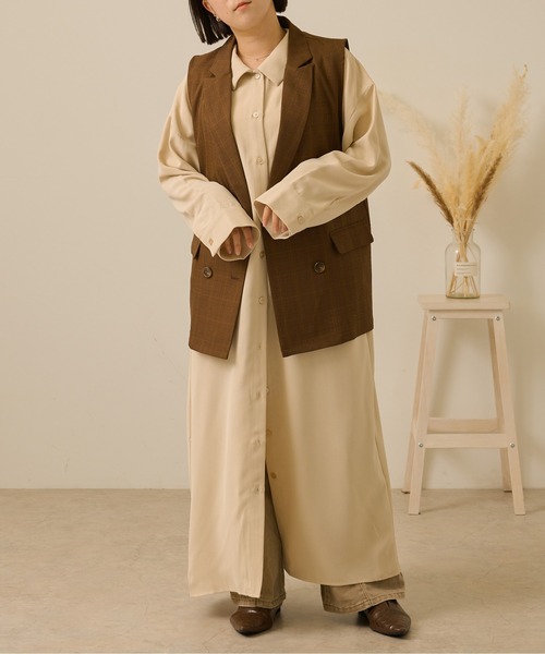 Ambre Neige(アンブルネージュ)の「シャツワンピース/【WEB/EC限定商品】(シャツワンピース・レディース・ダークブラウン/ベージュ/アイボリー・FREE)」の10枚目の写真