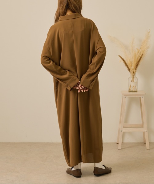 Ambre Neige(アンブルネージュ)の「シャツワンピース/【WEB/EC限定商品】(シャツワンピース・レディース・ダークブラウン/ベージュ/アイボリー・FREE)」の7枚目の写真